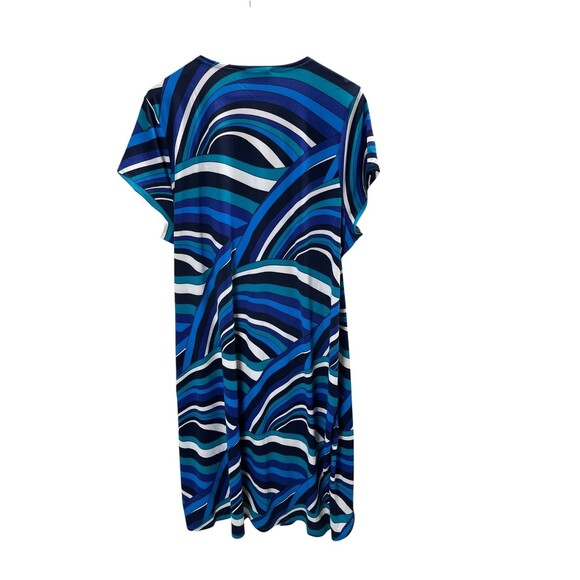 Arna York Dress Women's Size 26 / 28 Blue Waves Geometric Midi - Picture 2 of 5
